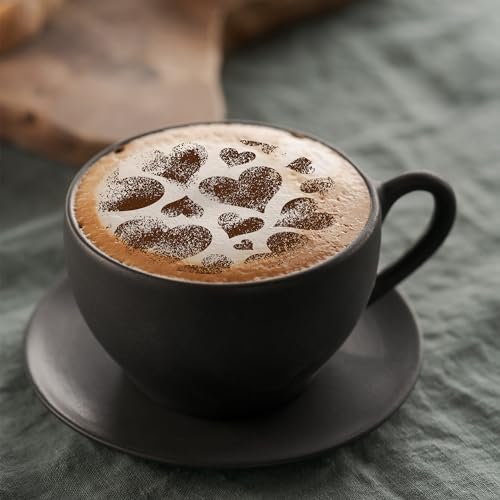 NAKLEO Coffee Stencils and Cookies Decoration 14Pcs 2.8”x2.8” and 4.3”x4.3”, Reusable Plastic Baking Templates, Love Valentines Day, Barista DIY Art Craft, Capuccino Latte Chocolate Cake Biscuit - size: LOVE