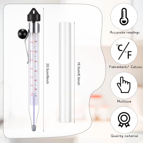 Photect 2 Pcs Candy Thermometer with Pot Clip 8", Black - color: Black