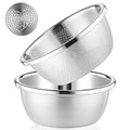 2PCS 5QT Microporous Colander Mixing Bowl Set,304 Stainless Steel - size: 5QT