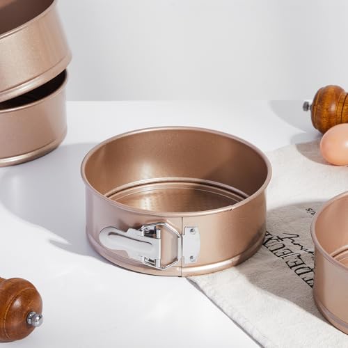 4 Pcs 7 Inch Nonstick Springform Cheesecake Pan with Removable Bottom - color: Champagne Gold, size: 7 Inch