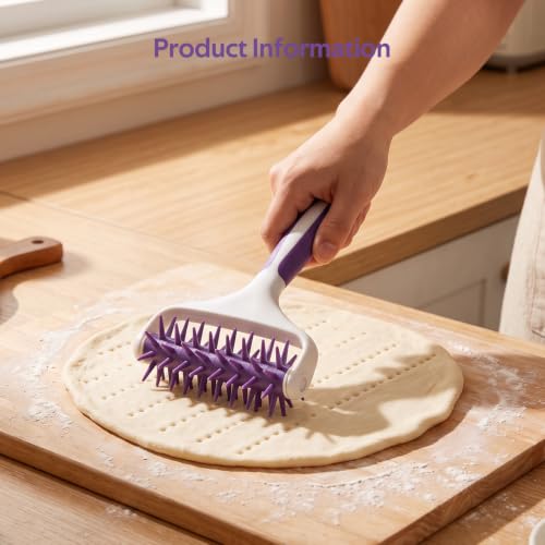 Pizza Dough Docker,Pastry Dough Roller for Home & Commercial Kitchen,Pizza Making Accessories，Purple