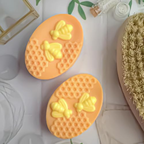 Bee Honeycomb Silicone Molds, 2 Pack Oval Soap Mold 12 Cavitiy - color: Oval Bee Soap