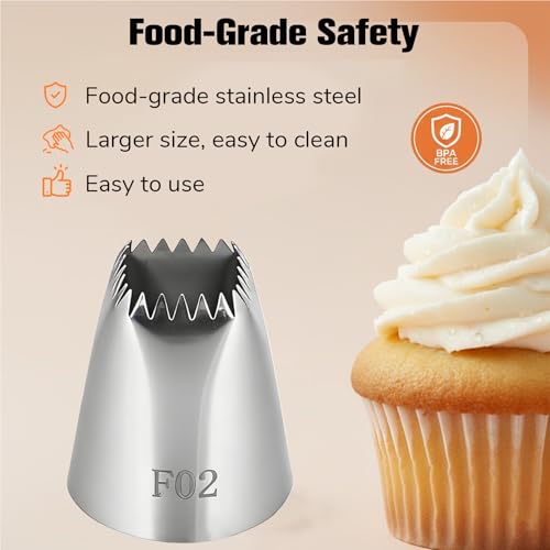 Styquenzer 5 PCS Large Piping Tips Set, Stainless Steel