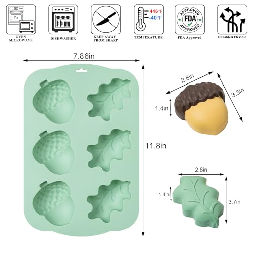 Fall Acorns & Maple Leaf Silicone Mold, 2Pcs/6-Cavity