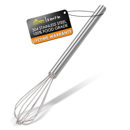HOTEC 10In Mini Whisks Set, Anti-Rust 304 Stainless Steel Small Whisk - color: 1pcs: Silver 10"