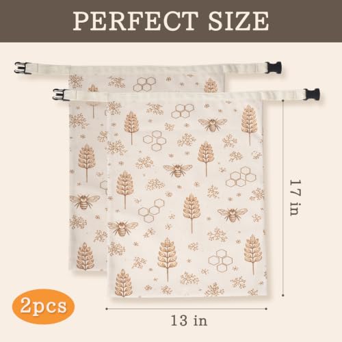 KEKUOU 2-Pack Reusable Beeswax Bread Bags for Homemade Sourdough - color: White