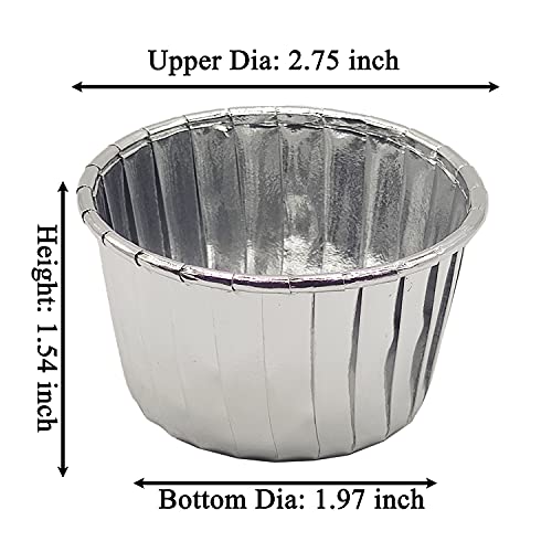 Aluminum Foil Standard Muffin Cupcake Liners, Disposable Baking Cups with Vibrant Color for Party Celebration, Silver 50-Count - color: Silver