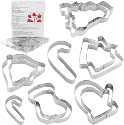 MrCookie Large Christmas Cookie Cutters Set,6 Festive Shapes with 2 Sizes - color: Large Christmas B