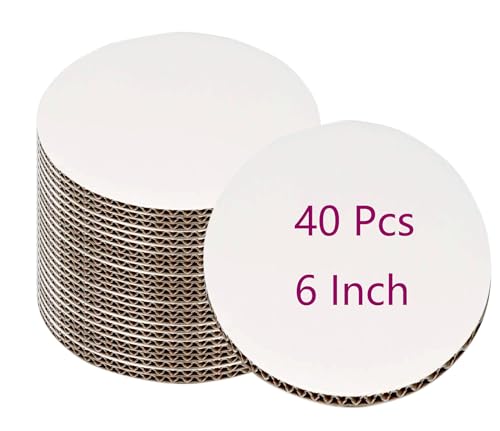40pcs White Cake Boards 6 inch Round Disposable Cake Circle Plate Waterproof and Oil-Proof Cake Boards Sturdy Cake Trays for Cake DIY Bread Dessert and Crafts Display (6 Inch-Pack of 40) - size: 6 Inch-pack of 40