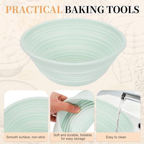 uxcell 2Pcs Silicone Bread Proofing Basket 9.3" Round Sourdough Mint Green - color: Mint Green, size: 23.5 cm / 9.3 Inch