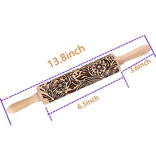 MIZORLIE 14.9" Paisley Engraved Embossed Rolling Pin