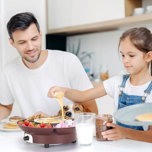 10oz MINI Electric Chocolate Melting Pot, Melting Fondue Set with 6PCS Forks, Cute Chocolate Fondue Fountain, Warmer Machine for Milk Chocolate, Cheese, Butter, Candy (Coffee)