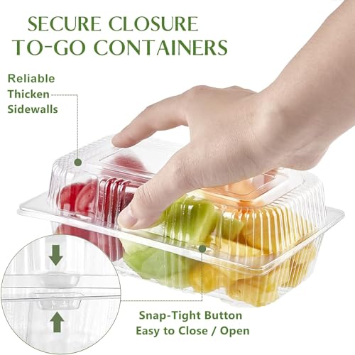 TOFLEN Sturdy Plastic Hinged Food Containers with Clear Lids, 40 Pack