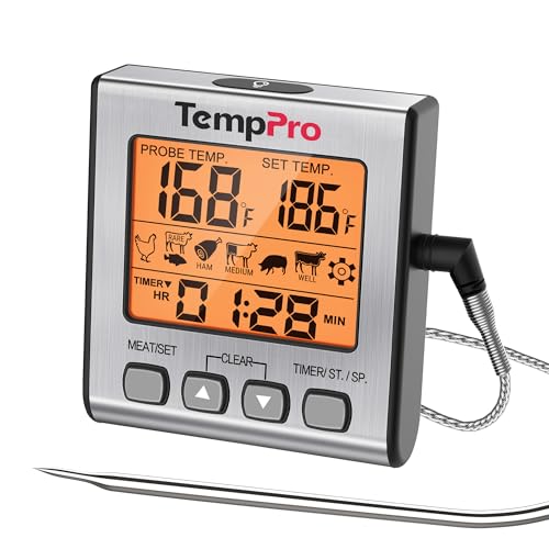 TempPro TempTrack Digital Meat Thermometer for Cooking and Grilling