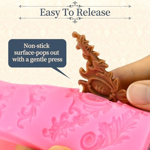 Baroque Silicone Mold, 4 Pcs Scroll Border Lace Filigree Molds Set - color: Baroque