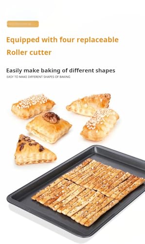 4-in-1 Pastry Wheel Cutter Set, Interchangeable Dough Roller Cutter with 4 Decorative Wheels, PP Pie Crust Cutter for Ravioli, Cookies, Fondant, Pizza Dough and Baking, Gift Box Pack
