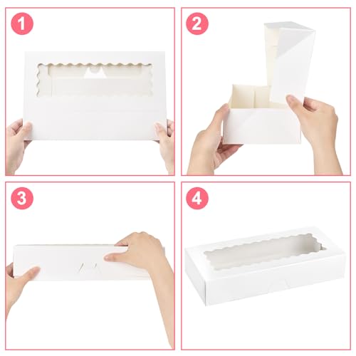 Kucoele 20 Pack 12.5" x 5.5" x 2.5" Cookie Boxes with Window
