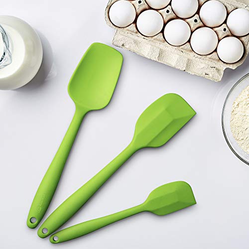 3-Piece Silicone Spatula Set, 600°F Heat Resistant, Green - color: E-Green