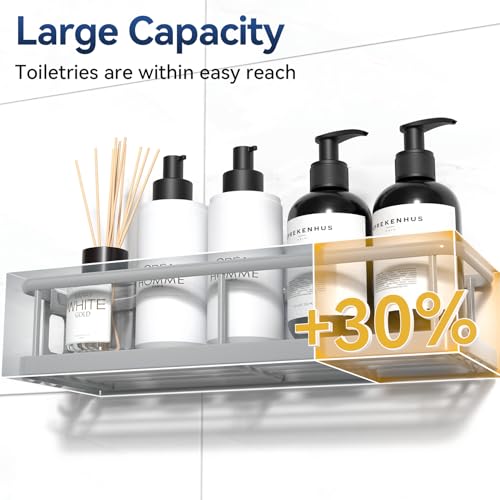 YASONIC Shower Caddy Adhesive, Rustproof Shower Organizer with Soap Holder, Large Capacity Shower Shelves for Inside Shower, No Drilling Bathroom Organizers and Storage for Home Decor（3 Pack Grey） - color: Grey