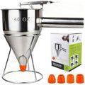 Pancake Batter Dispenser, Large 40oz/1200ml Multi-Caliber Stainless Steel Funnel Cake Dispenser with Stand for Commercial and Home Use