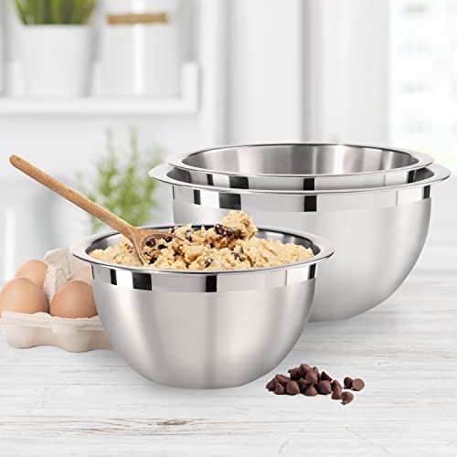 Oggi 3-Quart Two-Tone Stainless Steel Mixing Bowl, Great for Mixing, Making Dough, Dressing Salads, Mixing Eggs, Washing Vegetables - size: 3-Quart