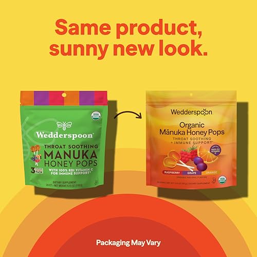 Wedderspoon Organic Manuka Honey Lollipops, Variety Pack, 24 Count - size: 24 Count (Pack of 1)