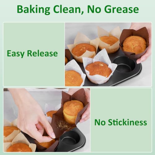 Caperci 150pcs Brown Tulip Muffin Cupcake Liners for Baking - color: Brown