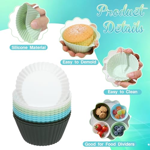 Silicone Cupcake Liners 12 Pack Reusable Non Stick Baking Party ﻿