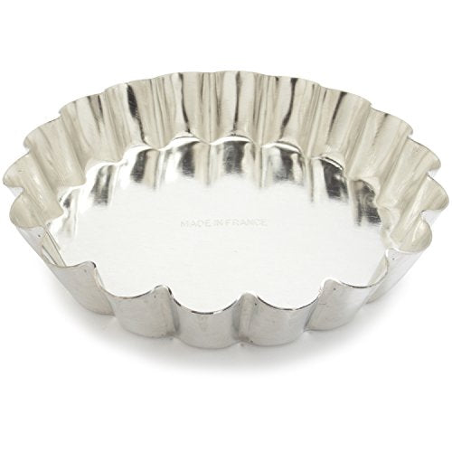 Fluted Tart/Quiche Mold, Fixed Bottom 3.5-inch Diameter, Tinplate