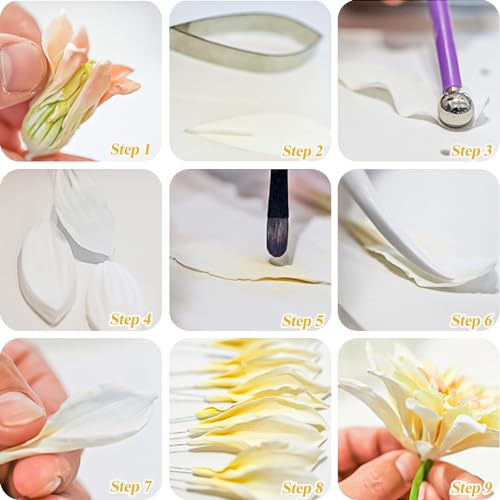 KALAIEN 6pcs/set Dahlia Sugar Flower Cutter Set Flower Petal Fondant Mold - color: Dahlia Cutter(6pcs)