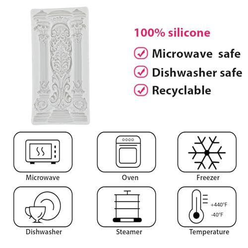 European Roman Column Silicone Mold Baroque Pillars Fondant Molds - color: Style E