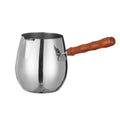 Turkish Coffee Pot 14oz/420ml with Wooden Handle, 18/8 Stainless Steel, Cezve Ibrik Briki Stovetop Warmer for Milk Butter Chocolate Melting, Greek Arabic Coffee Maker, Maple Syrup & Sauce Heating Pan - size: 0.4 Quarts
