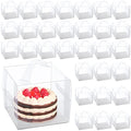 32 Pcs 6 x 6 x 5 Inch Clear Cake Box with Handle