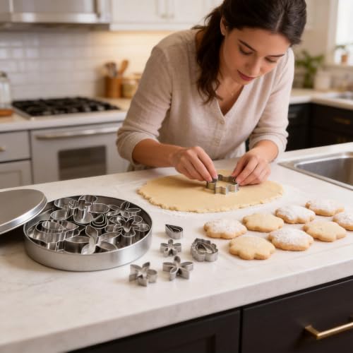 12-Piece Mini Flower & Leaf Cookie Cutters for Fondant & Cake Decorating