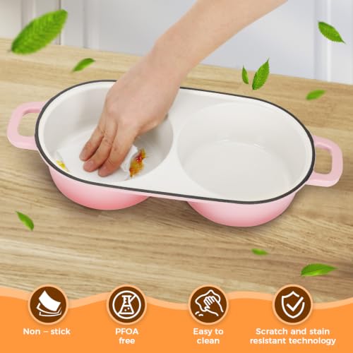 Double Dutch Oven for Sourdough Bread Baking, 2.6QT (Pink) - color: Pink