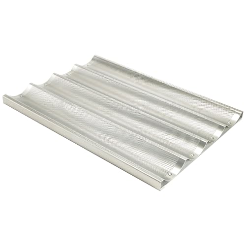 Winco Full Size Aluminum Baguette Pan, 4 Slots, Professional