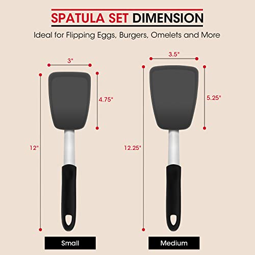 Unicook 2-Piece Silicone Spatula Set, Food Grade Turner, Small and Medium - size: Small + Medium