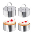 Uncle Jack 4 Pieces Round Cake Ring Molds, Stainless Steel Cake Ring Mold with Pusher, for Kitchen Tools, Baking Pastry, Mousse (Include 4 Rings and 2 Pushers) - size: Round 2 PCS 3 1/8" + 2 PCS 2 3/8"