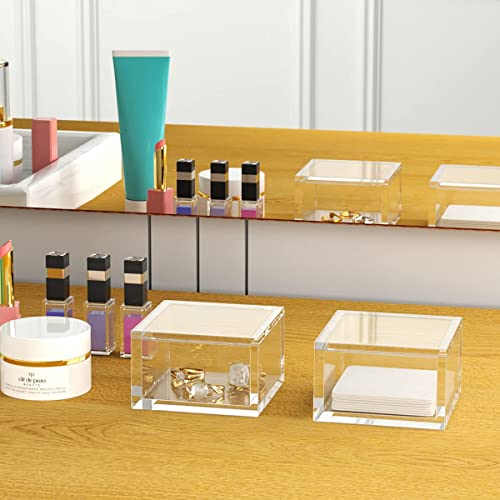 AITEE Acrylic Box with Lid, Small Square Storage Case with Multi-Purpose - size: Small