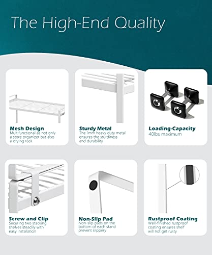 Shantton Cabinet Shelf Organizer, Pantry Shelf Rack, White 16.1x10.6x9.5 - color: White, size: L16.1'' W10.6'' H9.5''