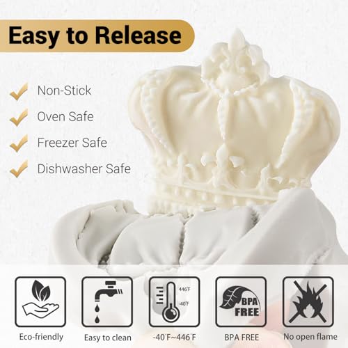 JOERSH Silicone Vintage Baroque Fondant Mold Set, 4Pcs - style: Royal