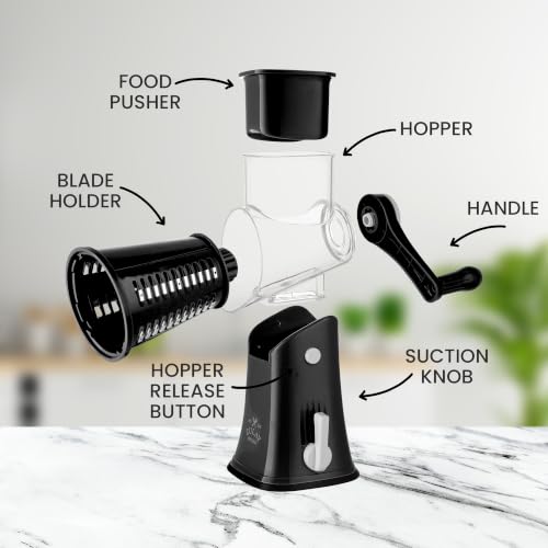 Rotary Cheese Grater Hand Crank, Vegetable Shredder - Black & Chrome - color: 01 - Black