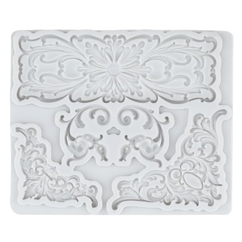 Baroque Corner Silicone Scroll Flower Relief Lace Fondant Mold - color: Style G