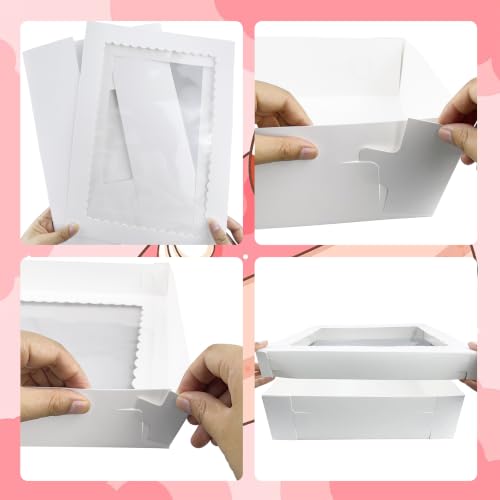 MUMULULU 4 PCS 19x14x6inch White Rectangular Cake Boxes with Cake Boards - size: White 19×14×6