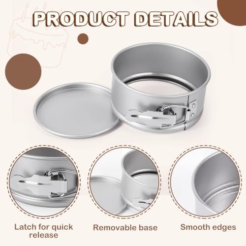 4 Pcs 4 Inch Non Stick Springform Pan with Removable Bottom Silver - color: Sliver, size: 4 Inch