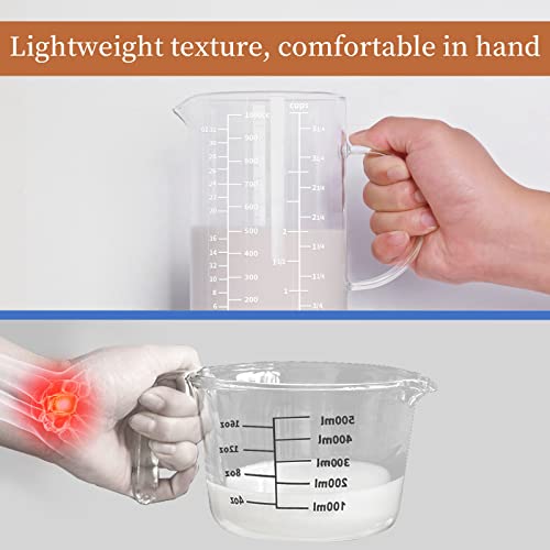 Newness Glass Measuring Cup with Handle,1000 ML (32 Oz, 4 Cup) - color: White Measuring Scale, size: 1000 ML (4 Cup)