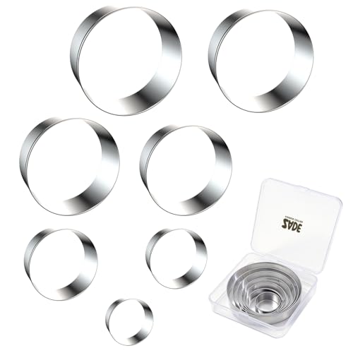 ZADE Round Cookie Cutter Set,7PCS Circle Cookie Cutter for Kitchen Baking - color: Round