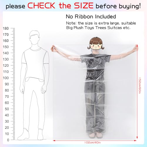 woric Extra Large Clear Cellophane Bags 40x60 Inch for Large Gift Baskets - size: 40x60 Inch