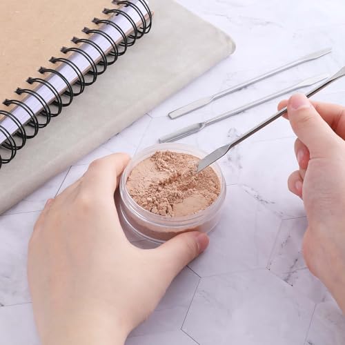 3 Pcs Small Metal Spatula, Lab Spatula, Double Ended Micro Spatula, Stainless Steel Mini Spatula, Square/Round End Spatula, Makeup Spatula Tool for Mixing Cosmetics - color: 3 Pcs