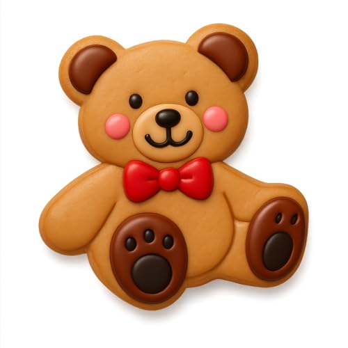 Adorable Teddy Bear Cookie Cutter & Stamp Set - 4" Tall (Random Color)